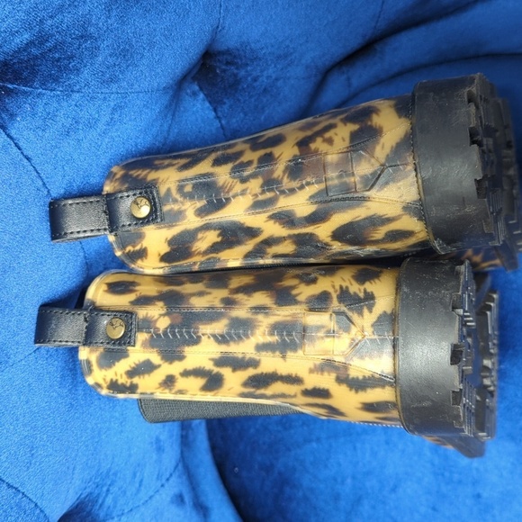 Joules Rockingham Leopard Rain Boots Chelsea Style Waterproof Wellies 10 - Picture 8 of 11